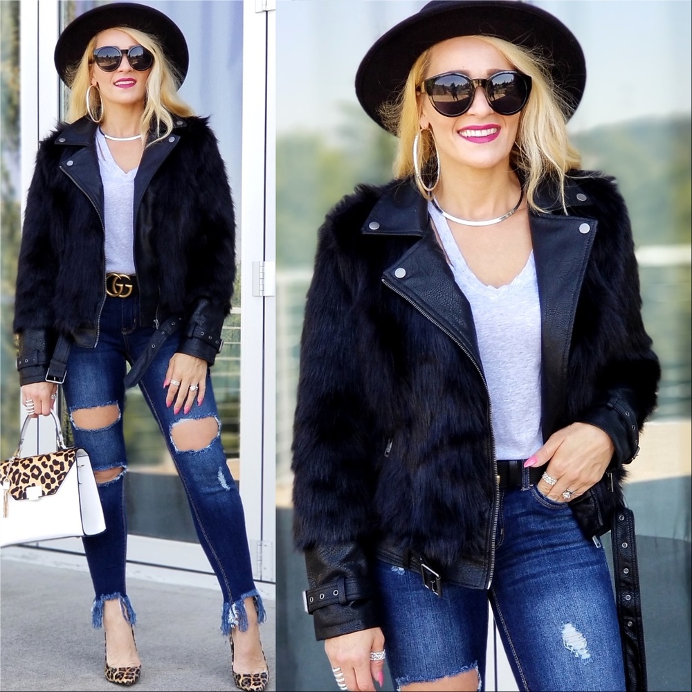 JENNIFER Faux fur & leather Jacket - Picture 5 of 6